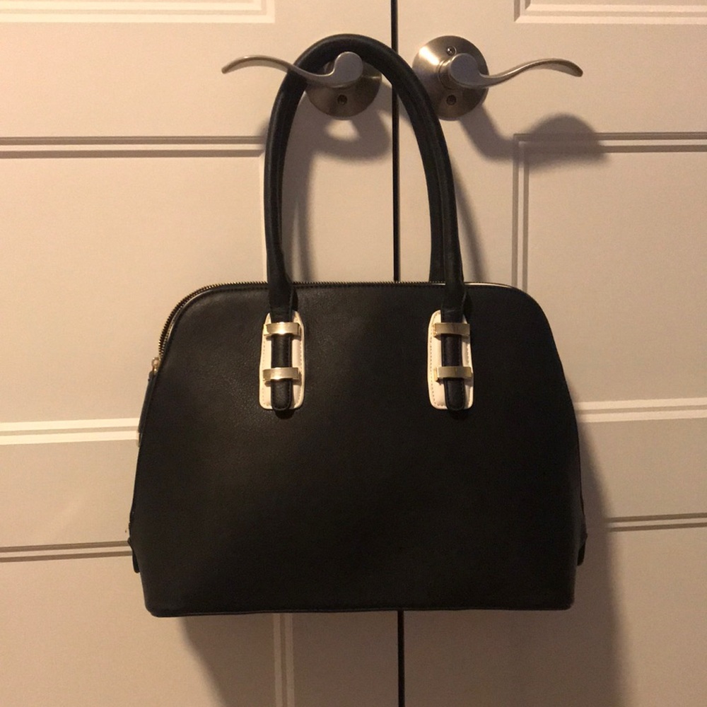 NEVER USED black purse with white and gold detail